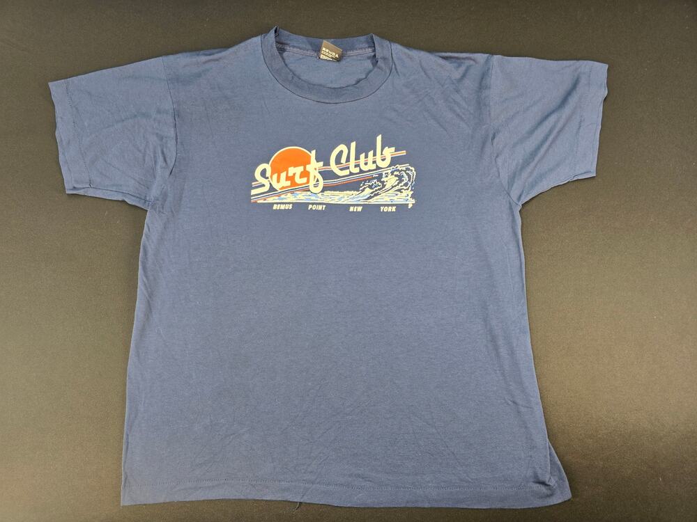 Vintage Surf Club Bemus Point NY T-Shirt USA Made Screen Stars Best Blue XL